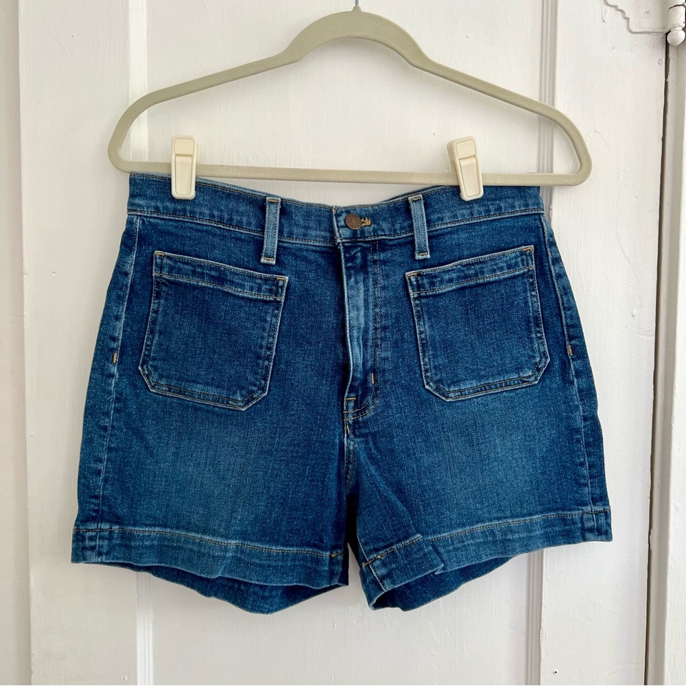 JCrew patch pocket women's denim shorts, size 29, medium/dark wash